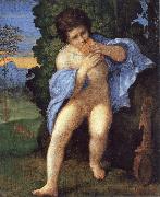 Palma Vecchio Young Faunus Playing the Syrinx painting